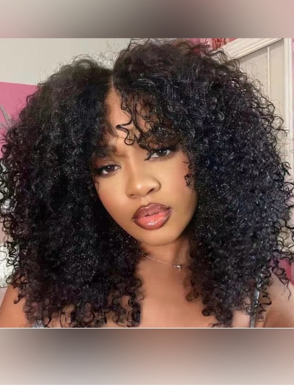 18” Kinky Curly Human Hair 13x6 Lace Front Wig 180% Density Natural Black new